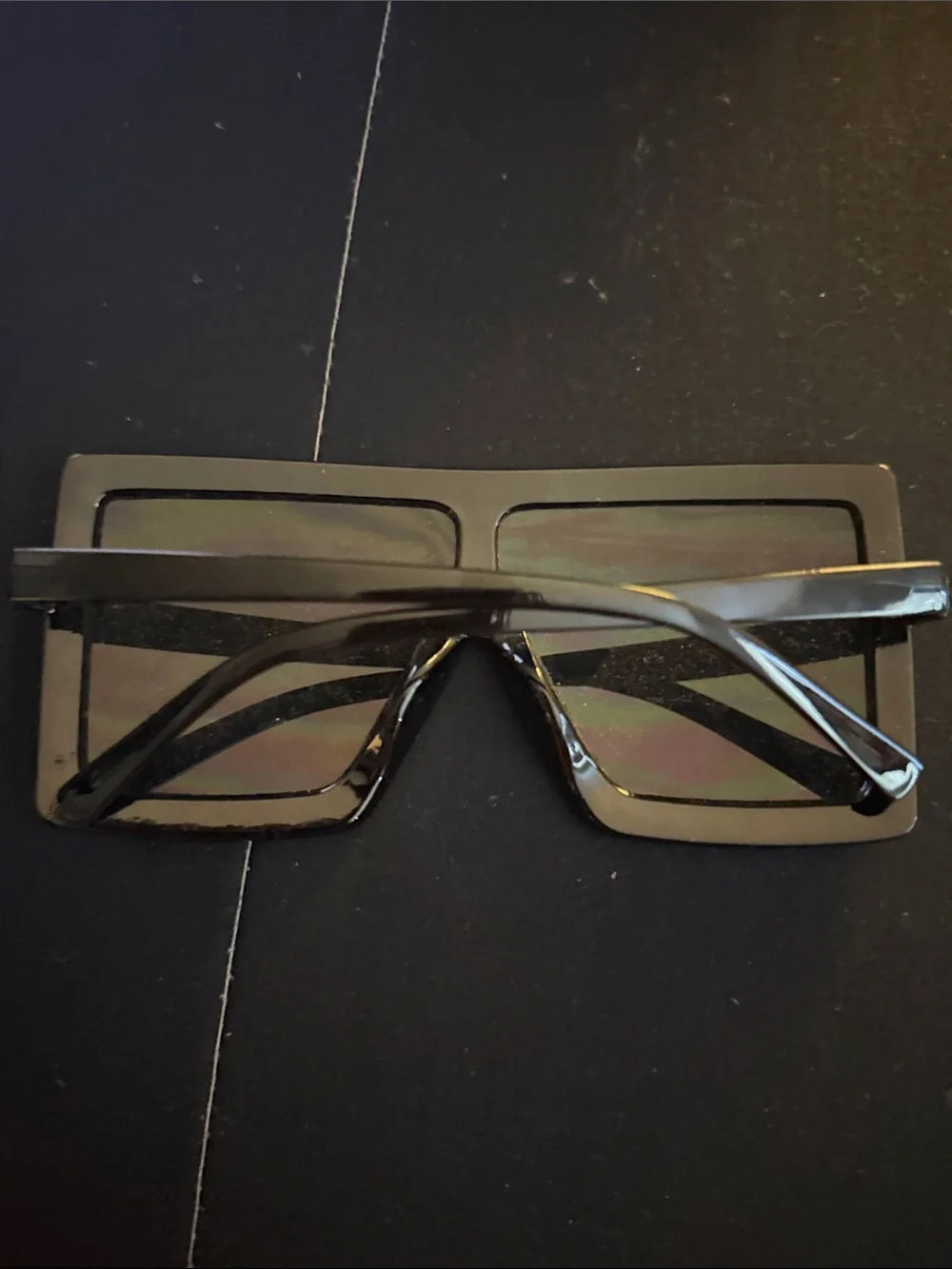 Crystal-Embellished Black Shield Sunglasses